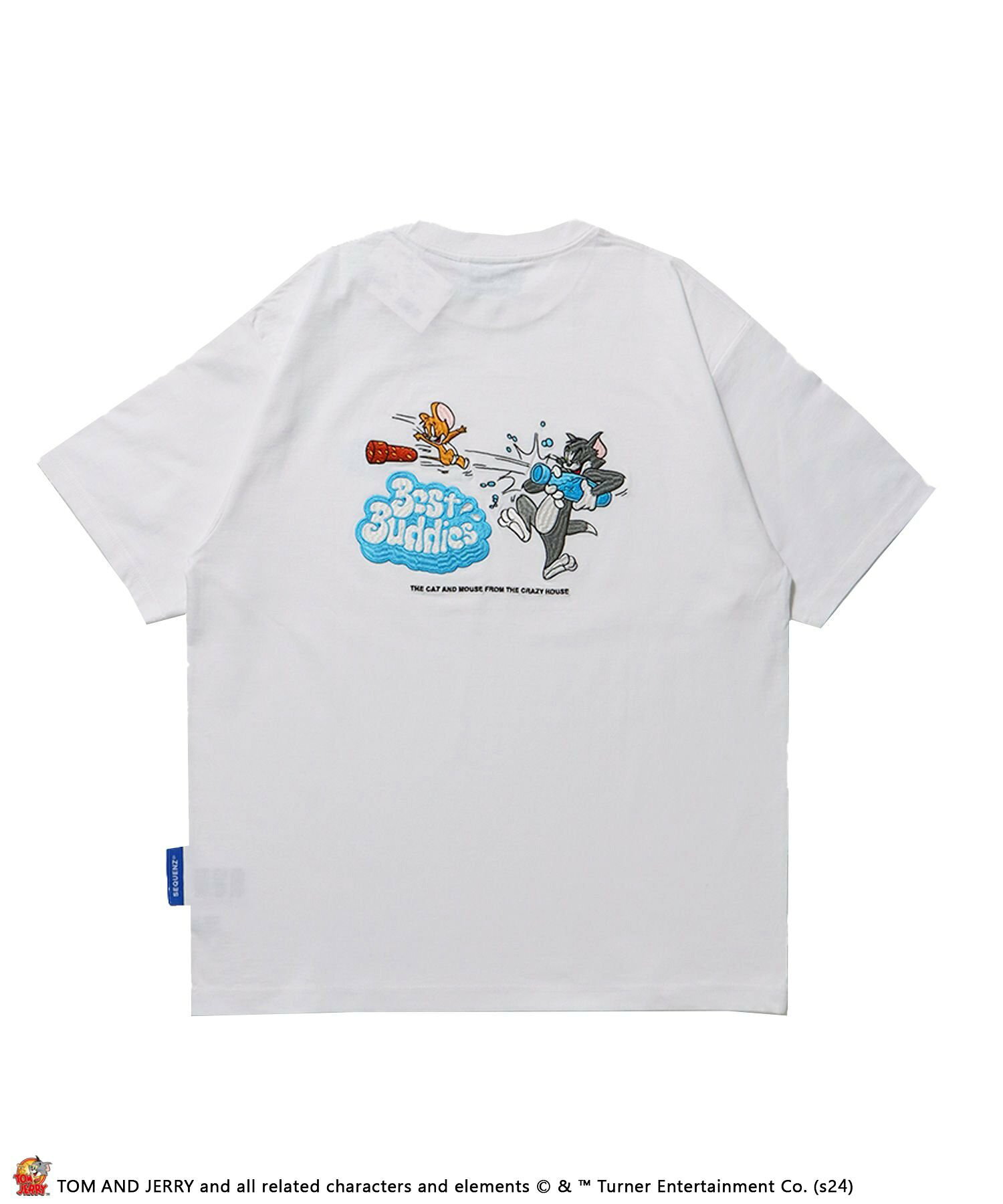 【SEQUENZ】TJ SODA SHOT EMB. S/S TEED / 半袖Tシャツ クルーネック  バックプリント 刺繍 TOM&JERRY